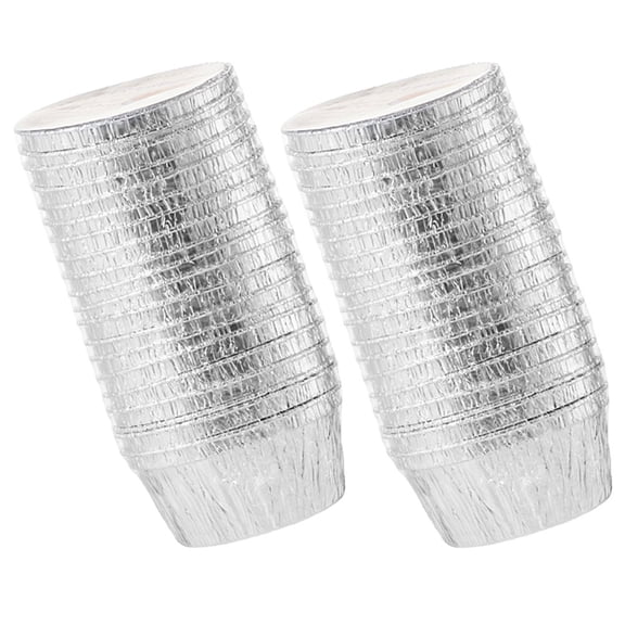SEWCHICS 40Pcs Silver Tinfoil Cups Disposable for Baking Muffins and Cupcakes Kitchen Tool