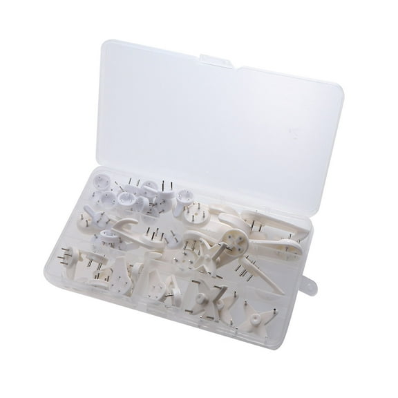 SEWCHICS 42-Piece White Plastic Seamless Nail Hooks for Hanging Small Frames, Clocks, and Wall Decorations