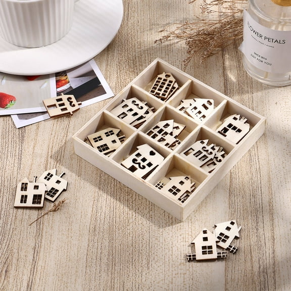 SEWCHICS 45 Pcs Product Room DIY Small House Wood Chips Decoration Supplies Daily