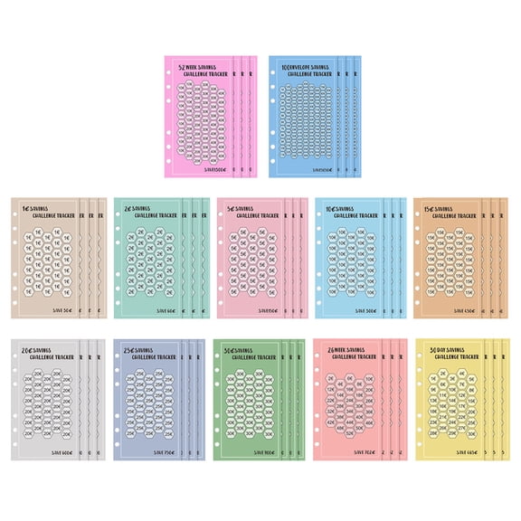 SEWCHICS Compact A6 Binder Envelopes Assorted Color for Saving Money 48Pcs