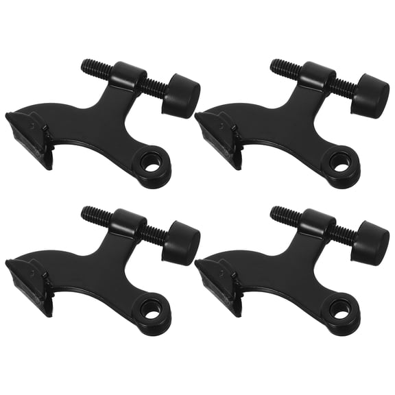 SEWCHICS 4-Pack Adjustable Black Metal Doorstops Zinc Alloy Heavy Duty Top-Mounted Door Hinge Protectors for Home