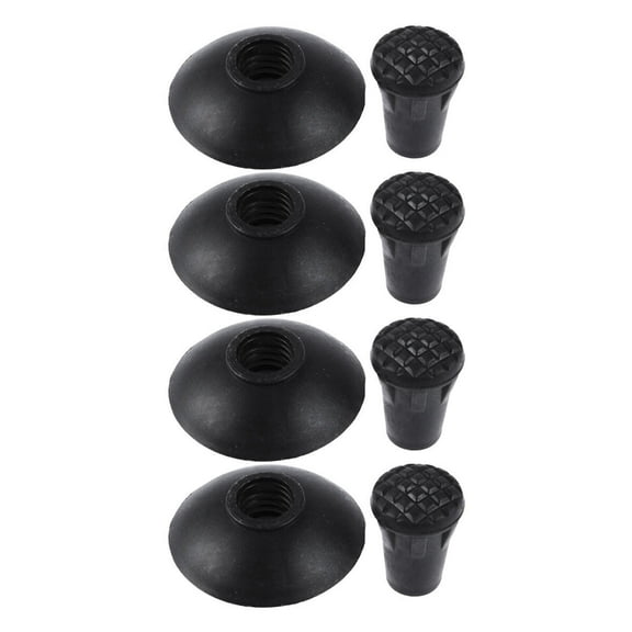 SEWCHICS 4 Pairs Black Crutch Tips for Hiking Poles, Anti-Skid, , Lightweight Covers for Walking Sticks