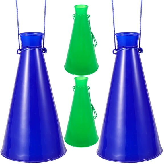 SEWCHICS 4-Pack Assorted Color Plastic Party Horns Portable Noise Makers Megaphones for Fans and Celebrations
