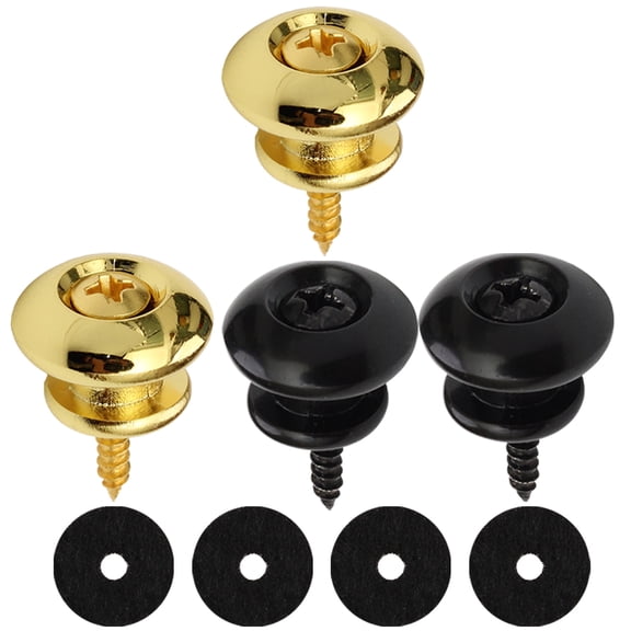 SEWCHICS 4pcs Electric Guitar Locking Strap Buttons in Black for Musicians