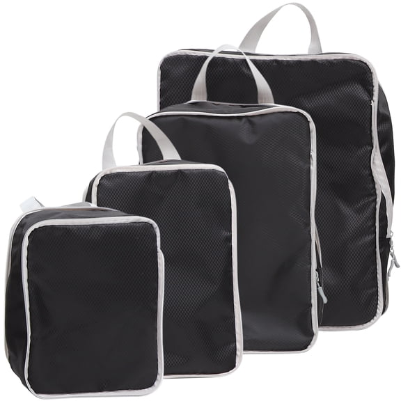 SEWCHICS Black Compression Packing Cubes Travel Organizer Set with Zipper Closure Multi-Function Luggage Storage