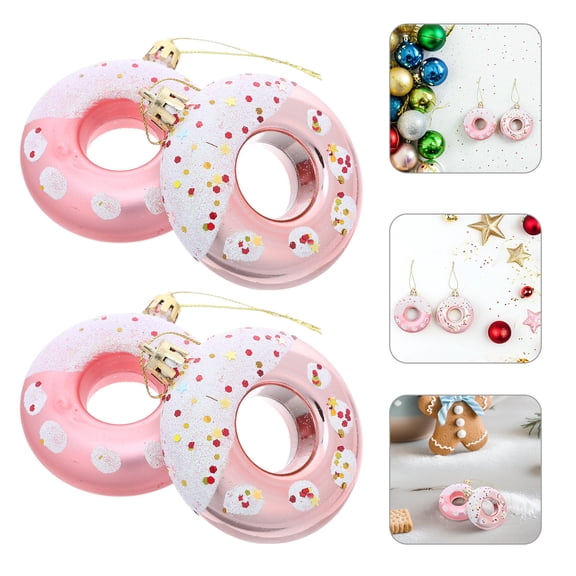 SEWCHICS Festive Donut Decorations Rose Plated Gold Plastic for Home and Office 4Pcs