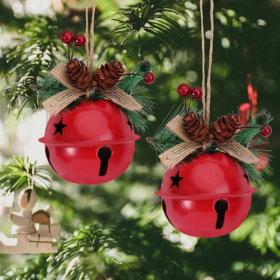 SEWCHICS 4-Pack Red Christmas Bell Ornaments Hanging Decorations for Xmas Tree Holiday Party Supplies