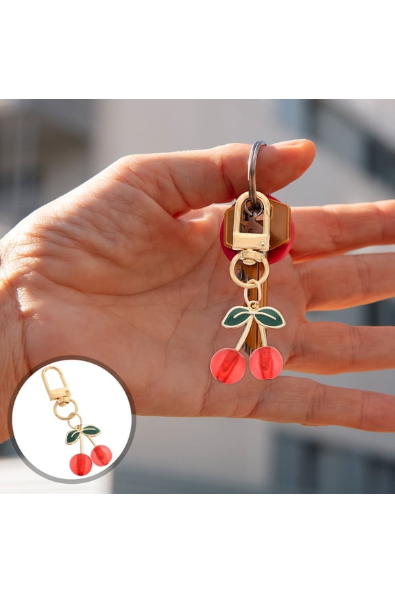 4Pcs Cute Cherry Keychain Bag Charms Resin Fruit Charm Accessories for Purses Backpacks and Phone Cases