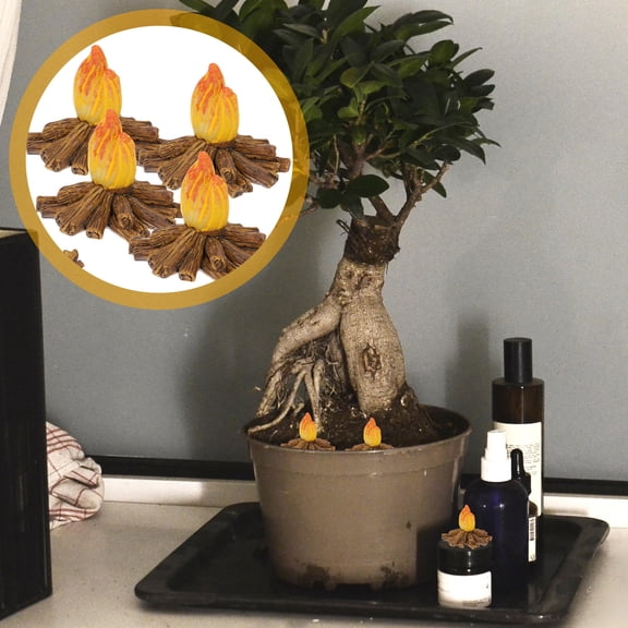 SEWCHICS 4Pcs Fake Fire Figurine Mini Resin Multi Classic Decorative Craft Supplies