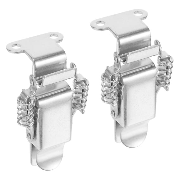 SEWCHICS 4Pcs Plated Silver Stainless Steel Hook Hasp Latch with Spring Buckle for Cabinet and Boxes
