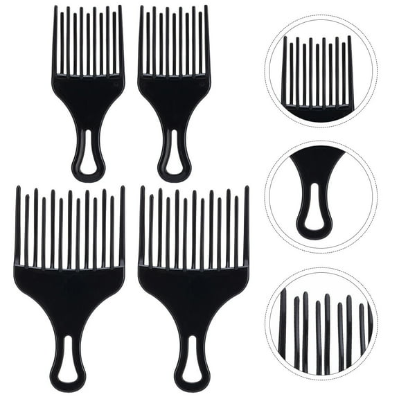 SEWCHICS 4Pcs Hair Teasing Comb Black Plastic Quick Drying for Makeup