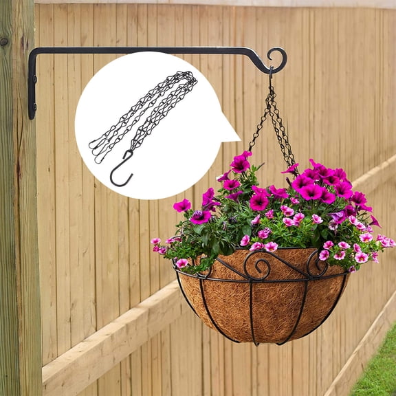 SEWCHICS 4Pcs Black Metal Chains for Hanging Flower Pots Weather Resistant Outdoor Planter Hangers