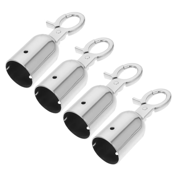 SEWCHICS 4Pcs Stainless Steel Rope End Caps with Snap Hook for Secure Cord Barrier Connections