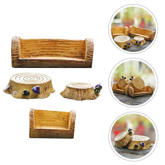 SEWCHICS 4Pcs Micro Landscape Accessories Resin Tree Stump Mini Figures Assorted Color
