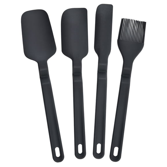 SEWCHICS Silicone Spatula and Oil Brush Set, Black, Kitchen Cooking Utensils, Non- , 1 Set