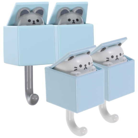 SEWCHICS 4Pcs Plastic Wall Hook Gray Multi Purpose Hooks for Hanging in Study Room