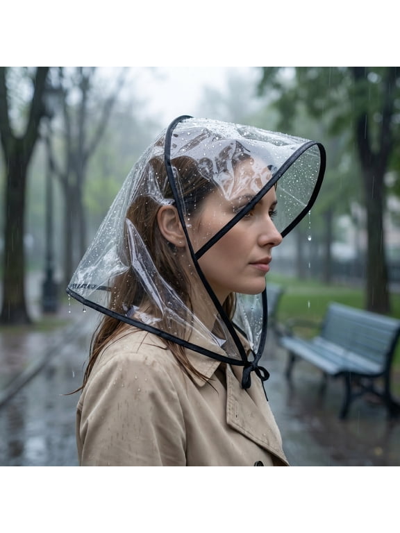 4Pcs Reusable Clear Rain Bonnet with Visor Lightweight Plastic Rain Hat for Hair Protection