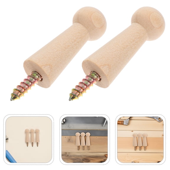 SEWCHICS 4-Pack Spiral Screw Wood Peg Hooks for Wall Mount Coat, Towel, Hat Hanging and Storage Solutions