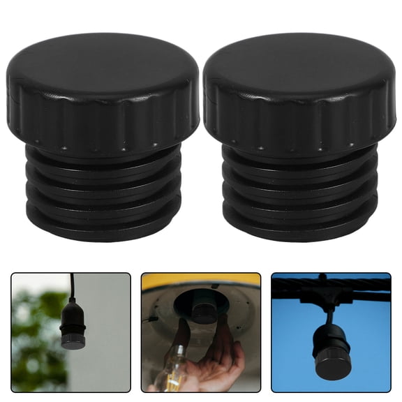 SEWCHICS 4-Pack Black Standard Light Socket Caps Protective Covers for Home Outdoor String Lights