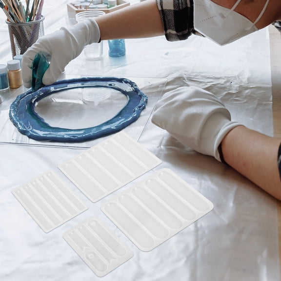 SEWCHICS Set of 4 White Silicone Rectangle Molds for Resin Casting, Crafting Bookmarks and Creative Projects