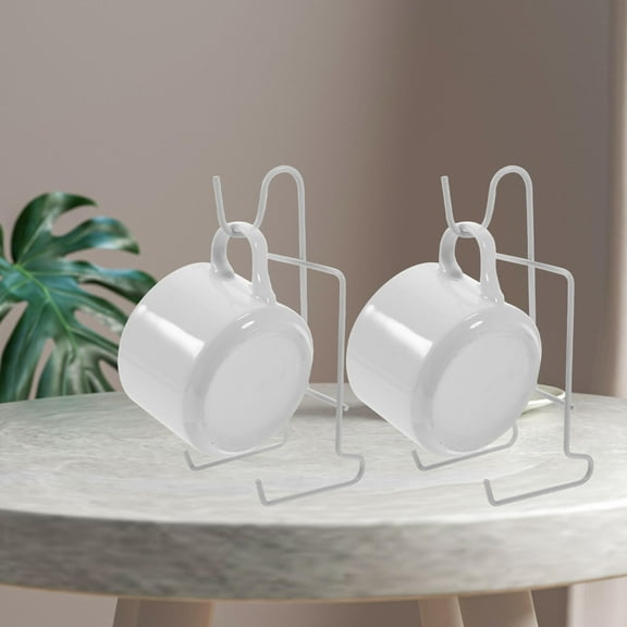 SEWCHICS Elegant White Iron Mug Organizer for Holding Cups, 4Pcs
