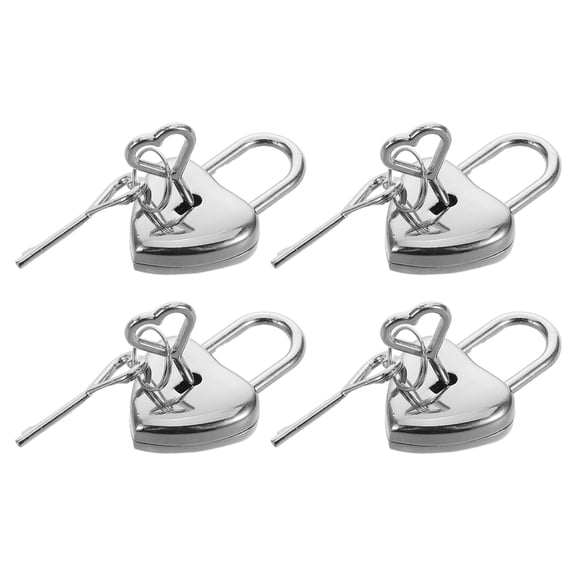 SEWCHICS 4-Pack Heart Shaped Metal Padlocks for Jewelry Storage, Romantic Couple Love Symbols, Secure and Stylish