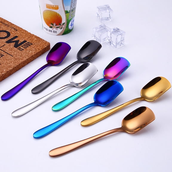 SEWCHICS Small Dessert Spoons Set of 4 Assorted Colors Kitchen Flatware for Ice Cream