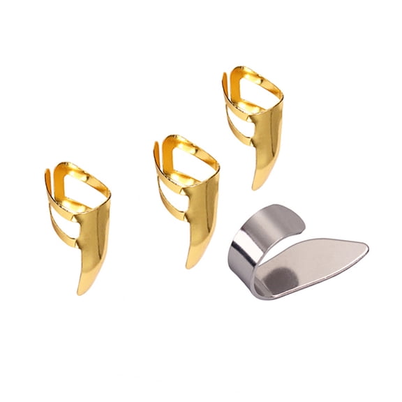 SEWCHICS 4-Piece Stainless Steel Guitar Finger Picks for Guitarists Tone Playing Accessories