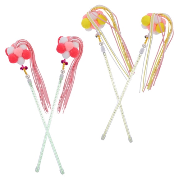 SEWCHICS Interactive Cat Teaser Set 4pcs Lightweight Scratch Resistant Pet Toys Assorted Colors