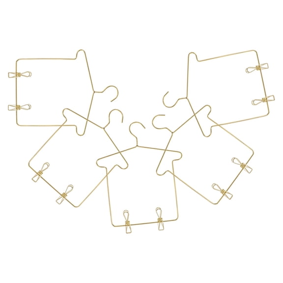 SEWCHICS 5 Sets Miniature Iron Golden Clothes Display Rack Dollhouse Accessories for Realistic Dollhouse Scenes