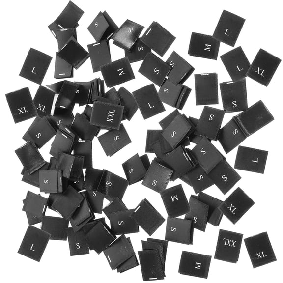 SEWCHICS 500Pcs Black Webbing Size Labels for Indicating Clothing Size Standard Font Design