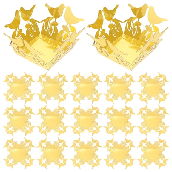 SEWCHICS 50Pcs Bird Shaped Hollow Candy Holder Golden Wedding Favor Boxes Decorative Boxes