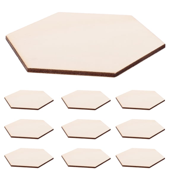 SEWCHICS 50 Pieces Hexagon Wooden Panels for Crafting, Home Decor, Wall Art, and Creative Projects
