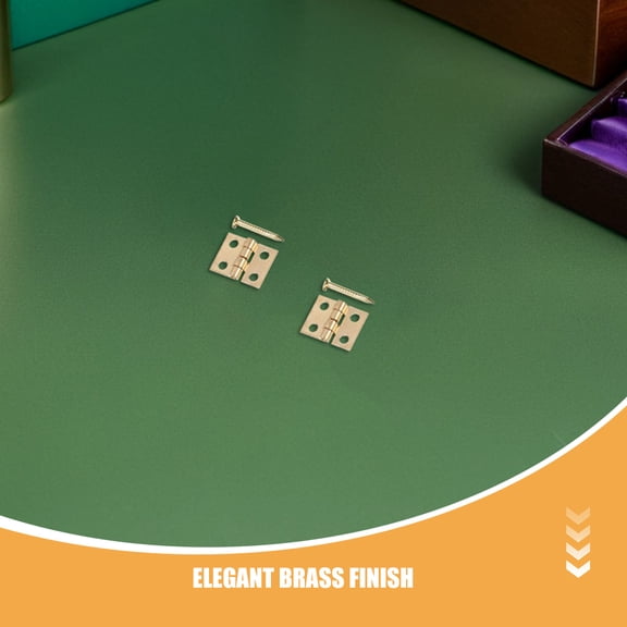 SEWCHICS 50 Sets Brass Hinges for Wooden Boxes, Compact Decorative Hinges with Screws for Home and Craft Use