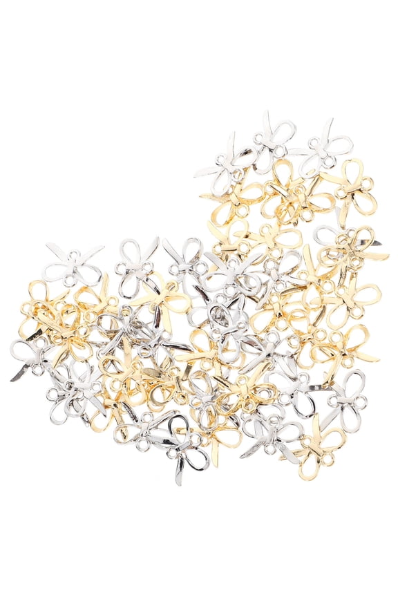 Bow Earring Findings Alloy Bowknot Charm Link Multi 50Pcs