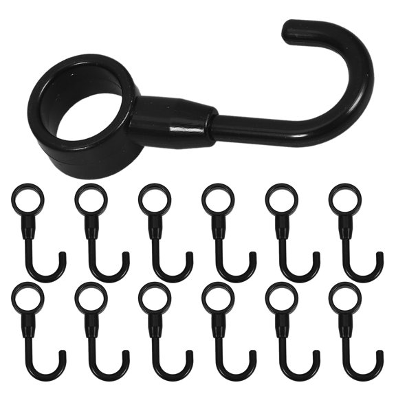 SEWCHICS Clothes Buckle Plastic Round Windproof Hook Black 50Pcs 2.2In