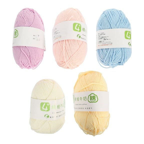 SEWCHICS 5Pcs Supple Cotton Yarn Assorted Colors Multi Function Knitting Yarn for Beading and Decor
