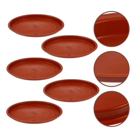 SEWCHICS 5Pcs Red Flowerpot Trays Plastic Oval Plant Pot Bases Water Storage Tray