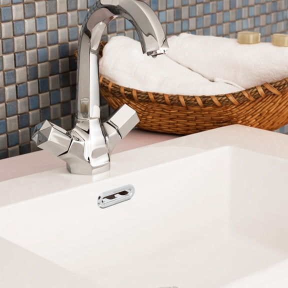 SEWCHICS Ceramic Basin Overflow Cover Silver Plastic for Wash Basin Practical and Neat 5Pcs