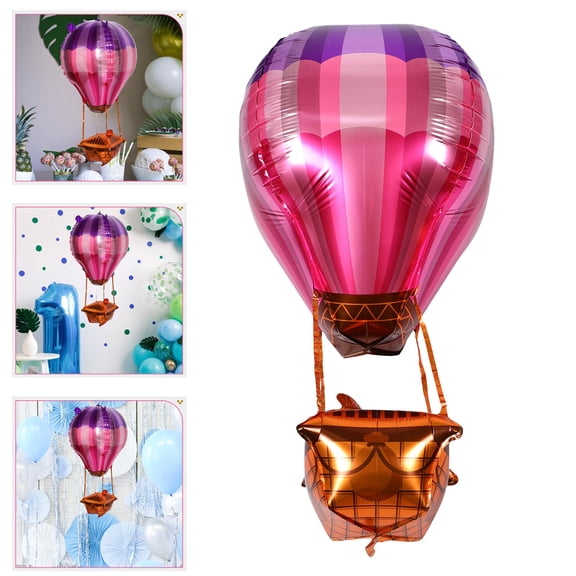 SEWCHICS 5Pcs Rosy 4D Aluminum Foil Hot Air Balloon Balloons for Wedding Birthday and Holiday Decor