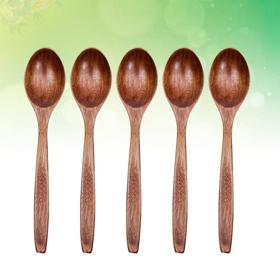 SEWCHICS 5-Piece Wooden Mixing Spoon Set Brown Cooking Utensils for Kitchen, Restaurant, and Home Use
