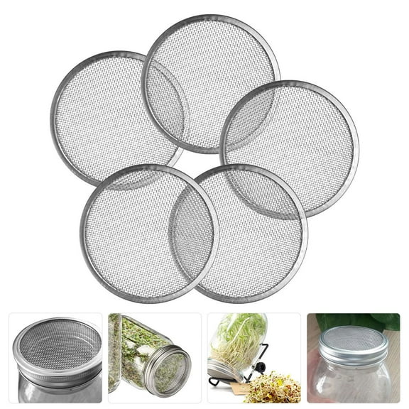 SEWCHICS Wide Mouth Canning Funnel with Sprouting Lids, , 5 Pieces for Easy Food Preservation