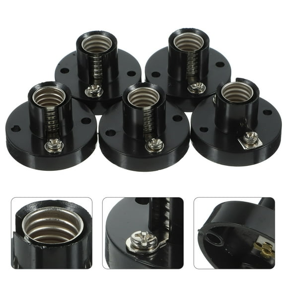 SEWCHICS 5-Pack Black Screw Bulb Socket Lamp Holder Compatible with Standard Light Bulbs