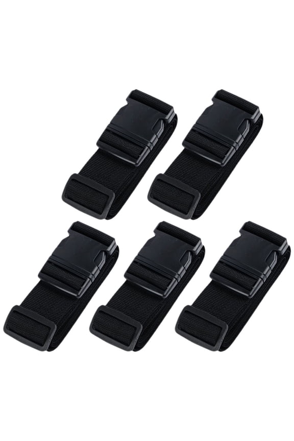 5-Pack Black Adjustable Travel Lashing Straps with Buckles for Secure Packing and Outdoor Use