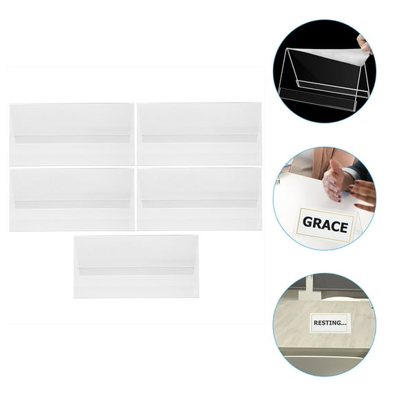 SEWCHICS 5Pcs Clear Acrylic Desk Name Plates for Wedding and Event Table Number Holders