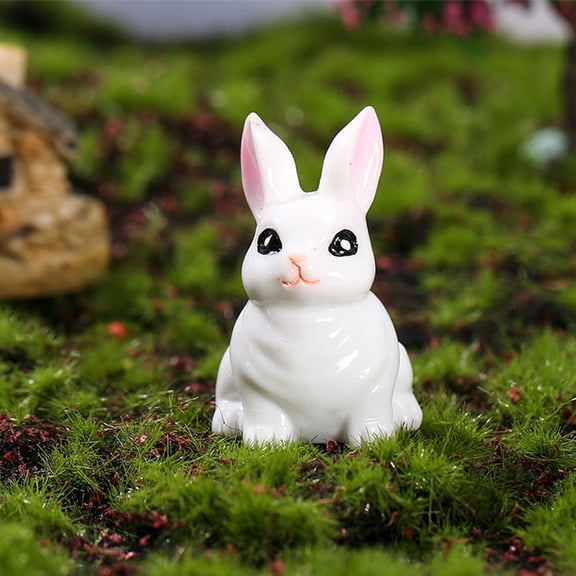 SEWCHICS Resin Microscape Decor Miniature Rabbit Figurines Resin Assorted Color 5Pcs