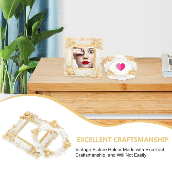 SEWCHICS  6 Pcs Gold Frame Mini Photo Small Picture Decoration