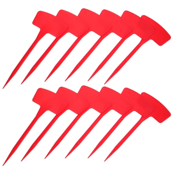 SEWCHICS 60Pcs Durable Red Plastic Plant Markers Writable Garden Stakes for Nurseries and Farms