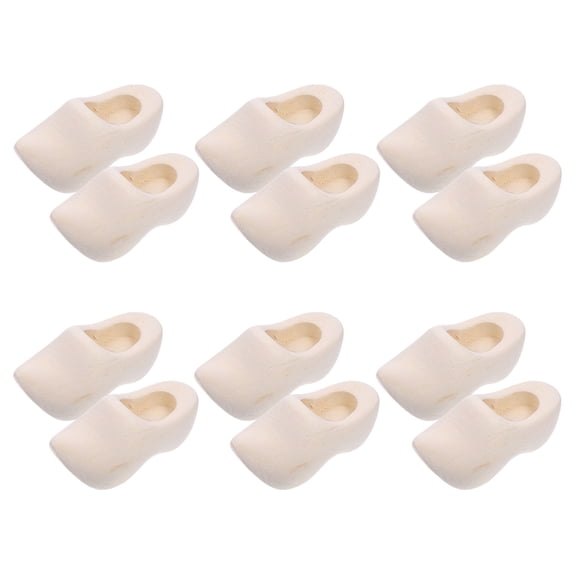 SEWCHICS 6Pairs Beige Wooden Shoes for DIY Dollhouse Miniatures Natural Wood Material