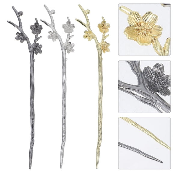 SEWCHICS 6Pcs Floral Hair Sticks for Buns Lightweight Decorative Hairpin Accessories